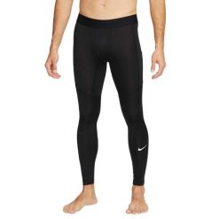 Męskie Spodnie Termiczne Pro. Szare spodnie materiałowe męskie Nike, bez wzorów, z materiału. Za 212.99 zł.