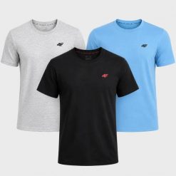 KOMPLET KOSZULEK MĘSKICH 4F ZESTAW 3PAK NA CO DZIEŃ T-SHIRT SPORTOWY. T-shirty męskie 4f, m, bez wzorów, z bawełny, bez kołnierzyka. Za 117.00 zł.