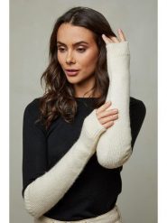 Soft Cashmere Rękawiczki w kolorze kremowym rozmiar: onesize. Brązowe rękawiczki damskie Soft Cashmere, bez wzorów, prążkowane. Za 56.99 zł.