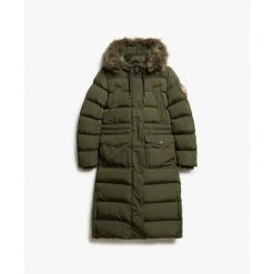 Damski płaszcz ze sztucznego futra Superdry Everest. Zielone płaszcze damskie Superdry., s, bez wzorów, z syntetyku, eleganckie. Za 960.70 zł.
