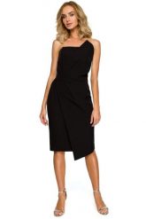 Sukienka wieczorowa ołówkowa z gorsetem asymetryczna czarna. Czarne sukienki damskie Sukienki.shop, l, bez wzorów, z elastanu, wizytowe, z asymetrycznym kołnierzem, bez ramiączek, asymetryczne. Za 309.00 zł.