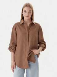 Calvin Klein Jeans Koszula LV044E195G Brązowy Regular Fit. Brązowe koszule damskie Calvin Klein Jeans, l, bez wzorów, z jeansu, bez kołnierzyka, bez ramiączek. Za 449.99 zł.