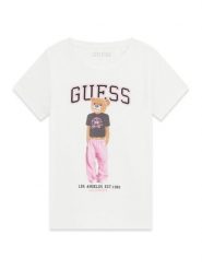 Guess T-Shirt J6YI08 K3710 Biały Regular Fit. Białe koszulki dziewczęce Guess, z aplikacjami, z bawełny, bez ramiączek. Za 114.99 zł.