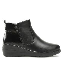 Botki Clara Barson. Czarne botki damskie Clara Barson, bez obcasa, na koturnie, bez zapięcia. Za 139.99 zł.