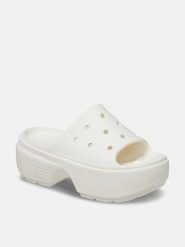 Crocs Klapki "Stomp" w kolorze białym rozmiar: 42/43. Białe klapki damskie Crocs, bez wzorów, bez obcasa, na platformie. Za 136.13 zł.
