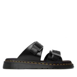 Klapki Dr. Martens. Czarne klapki damskie Dr. Martens, bez wzorów, bez obcasa. Za 699.99 zł.