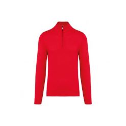 Sweter 1/4 zip Kariban. Czerwone swetry klasyczne damskie KARIBAN, na zimę, bez kołnierzyka. Za 211.50 zł.