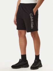 Calvin Klein Szorty sportowe LV04LF240G Czarny Regular Fit. Czarne szorty męskie CALVIN KLEIN, bez wzorów, z bawełny, sportowe. Za 289.99 zł.