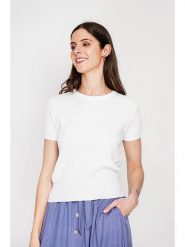 Le Jardin du Lin Sweter w kolorze białym rozmiar: 42. Białe swetry klasyczne damskie Le jardin du lin, ze splotem, bez kołnierzyka. Za 108.99 zł.