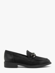 Czarne eleganckie mokasyny z łańcuchem. Czarne mokasyny damskie Ryłko, z nubiku. Za 449.99 zł.