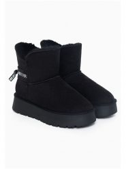 ISLAND BOOT Botki zimowe "Zak" w kolorze czarnym rozmiar: 39. Czarne botki damskie Island Boot, na zimę, z materiału, bez obcasa, bez zapięcia. Za 160.58 zł.