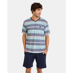 Piżama męska rozm. L P241309 Blue T04. Niebieskie piżamy męskie Massana Homewear, l, bez wzorów, bez ramiączek. Za 229.00 zł.