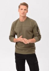 Gładka bluza B-NECK. Niebieskie bluzy bez kaptura męskie Volcano, m, z bawełny. Za 149.99 zł.