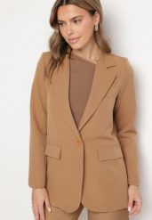 Brązowa Marynarka Jednorzędowa ze Wzorem Pasków Viviella. Brązowe marynarki i żakiety damskie Born2be, l, bez wzorów, z jeansu, eleganckie. Za 99.99 zł.