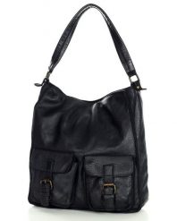 Shopper bag czarny MARCO MAZZINI v195a. Czarne shopper bag damskie bez wzorów, ze skóry, na ramię, bez dodatków. Za 379.05 zł.