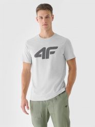 4F T-shirt regular z nadrukiem męski - szary XXL. Szare t-shirty męskie 4f, m, bez wzorów, z bawełny, bez kołnierzyka. Za 59.99 zł.