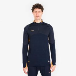 Bluza piłkarska Kipsta CLR na krótki suwak. Brązowe bluzy bez kaptura męskie KIPSTA, xl, z materiału. Za 149.99 zł.