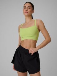 4F Biustonosz treningowy z niskim wsparciem damski - zielony M. Zielone biustonosze sportowe damskie 4f, bez wzorów, z gumy. Za 129.99 zł.