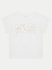 Guess T-Shirt J5GI09 K6YW4 Biały Regular Fit. Białe koszulki dziewczęce Guess, z aplikacjami, z bawełny, bez ramiączek. Za 59.99 zł.