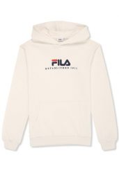Bluza z kapturem męska do biegania Fila Valsera regular logo kremowa. Białe bluzy z kapturem męskie Fila, l, z bawełny. Za 209.00 zł.