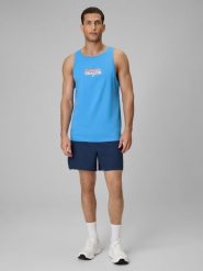 4F Spodenki plażowe boardshorty męskie - granatowe L. Niebieskie kąpielówki męskie 4f, l, bez wzorów, z materiału, do pływania. Za 59.99 zł.