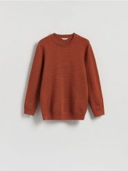 Sweter z wiskozą - miedziany. Brązowe swetry męskie Reserved, l, bez wzorów, z dzianiny, bez kołnierzyka. Za 139.99 zł.