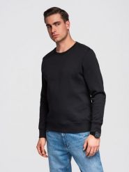 Bluza męska dresowa BASIC z okrągłym dekoltem OM-SSBN-0271 - - Rozmiar: L. Niebieskie bluzy bez kaptura męskie Ombre Clothing, l, z bawełny. Za 169.99 zł.