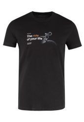 Czarny t-shirt z printem T-TOURING. Czarne t-shirty męskie Volcano, l, bez wzorów, z bawełny, bez kołnierzyka. Za 59.99 zł.
