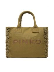 PINKO Torba BEACH SHOPPING CANVAS RICICLATO Zielony. Zielone torby sportowe damskie Pinko, z materiału. Za 379.99 zł.