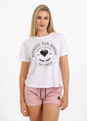 Koszulka bawełniana sportowa t-shirt dla dorosłych Heartie. Białe bluzki sportowe damskie PITBULL, m, z bawełny, bez kołnierzyka, bez ramiączek. Za 39.99 zł.