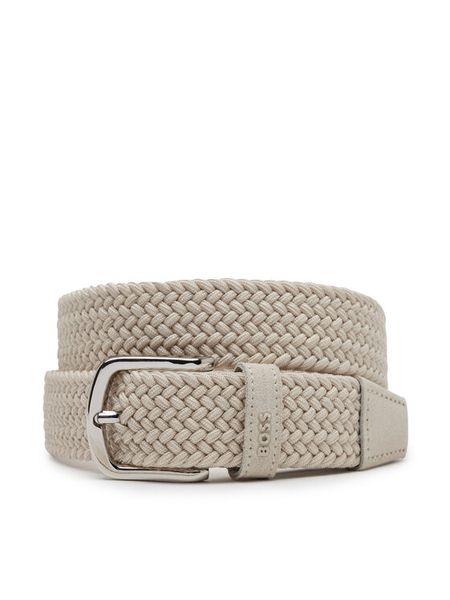 BOSS Pasek Męski 50537169 Beżowy. Brązowe paski męskie Boss, bez wzorów, z materiału. Za 379.99 zł.