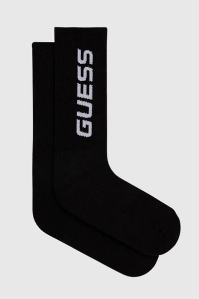 GUESS Czarne sportowe skarpetki męskie Arlo. Czarne skarpetki męskie Guess, z aplikacjami, z dzianiny. W wyprzedaży za 38.99 zł.
