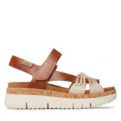 Sandały Pikolinos. Brązowe sandały damskie Pikolinos, bez wzorów, bez obcasa, na koturnie. Za 299.99 zł.