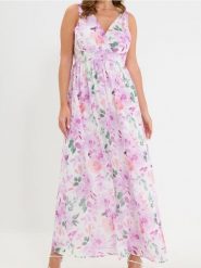 Sukienka maxi w kwiaty - wielobarwny. Sukienki damskie Sinsay, l, bez wzorów, bez kołnierzyka, bez ramiączek, maxi. Za 59.99 zł.