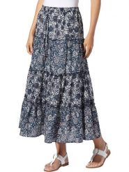Heine Spódnica w kolorze granatowo-kremowym rozmiar: 36. Niebieskie spódniczki damskie Heine, bez wzorów, midi. Za 126.99 zł.