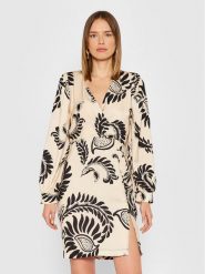 Rinascimento Sukienka koktajlowa CFC0018079002 Beżowy Regular Fit. Brązowe sukienki damskie RINASCIMENTO, m, bez wzorów, z syntetyku, wizytowe, bez kołnierzyka, bez ramiączek. Za 449.99 zł.