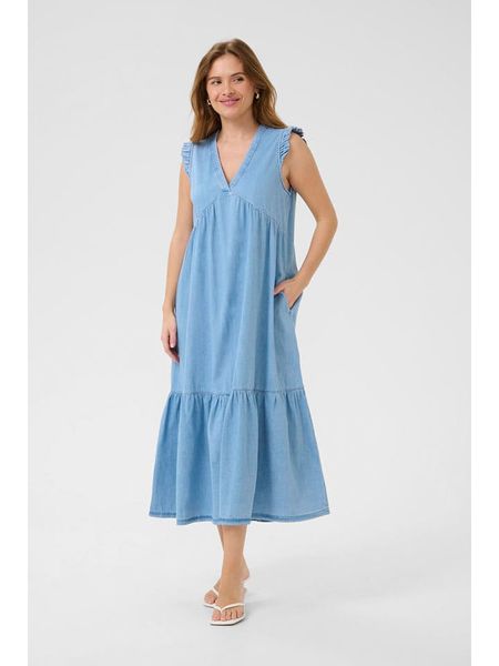 CULTURE Sukienka w kolorze błękitnym rozmiar: XL. Niebieskie sukienki damskie Culture, na co dzień, xl, bez wzorów, bez kołnierzyka, bez ramiączek, maxi, proste. Za 173.99 zł.