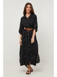 Lin Passion Lniana sukienka w kolorze czarnym rozmiar: 34/36. Czarne sukienki damskie Lin Passion, bez wzorów, ze lnu, klasyczne, bez kołnierzyka, bez ramiączek, maxi. Za 173.99 zł.