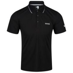 Męska koszulka polo Maverik V Quick Drying. Czarne koszulki polo męskie Regatta, m, bez wzorów, z poliesteru, bez ramiączek. Za 85.95 zł.