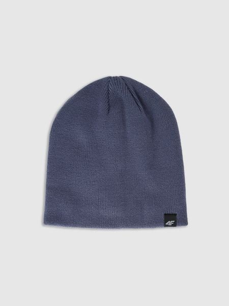 4F Czapka zimowa męska - granatowa M. Niebieskie czapki męskie 4f, na zimę, bez wzorów, z materiału, biznesowe. Za 39.99 zł.