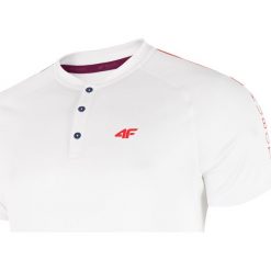 Koszulka polo męska do tenisa TSMF403 - biały. Białe bielizna termoaktywna męska 4f, m, bez wzorów, z dzianiny, bez ramiączek. W wyprzedaży za 59.99 zł.