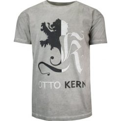 T-shirt Szary Bawełniany, Męski, z Nadrukiem, Krótki Rękaw, U-neck. Szare t-shirty męskie Otto Kern, na lato, l, bez wzorów, z bawełny, bez kołnierzyka. Za 145.00 zł.