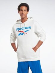 Reebok Bluza Identity Stacked Logo H54805 Biały Regular Fit. Białe bluzy bez kaptura męskie Reebok, m, z bawełny. Za 149.99 zł.