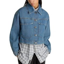 Kurtka VANS RAYNES DENIM CROP JACK Niebieski. Niebieskie kurtki damskie Vans, bez wzorów, z denimu, bez kaptura. Za 262.99 zł.