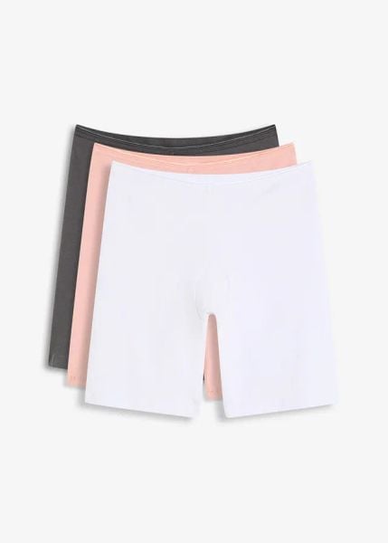 Długie bokserki damskie z bawełny organicznej (3 pary). Czerwone bokserki i panty damskie bonprix, bez wzorów, z bawełny. Za 69.99 zł.