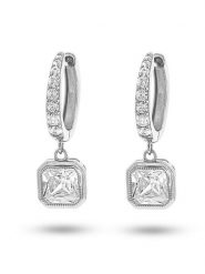Eclat d'Argent Srebrne kolczyki-kreole z cyrkoniami rozmiar: onesize. Szare kolczyki damskie Eclat d'Argent, z cyrkonią, srebrne. Za 167.28 zł.
