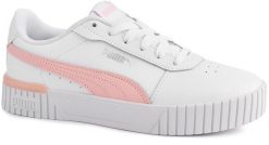 Damskie buty sportowe sneakersy białe PUMA CARINA. Białe buty sportowe na co dzień damskie Puma, z aplikacjami, z materiału, trekkingowe. Za 145.00 zł.