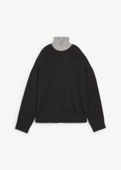 Sweter z czystej bawełny. Szare golfy damskie bonprix, z bawełny, bez kołnierzyka. Za 122.99 zł.
