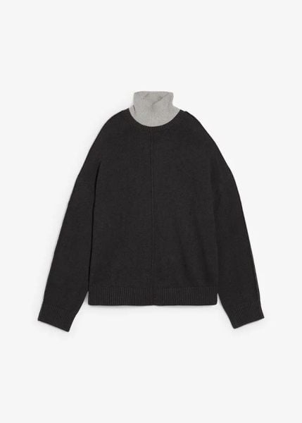 Sweter z czystej bawełny. Szare golfy damskie bonprix, z bawełny, bez kołnierzyka. Za 122.99 zł.