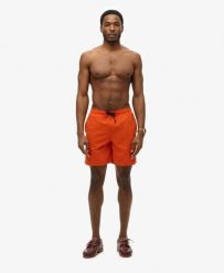 Superdry Premium haftowane spodenki kąpielowe 43 cm. Brązowe kąpielówki męskie Superdry., xl, bez wzorów, z gumy. Za 211.30 zł.
